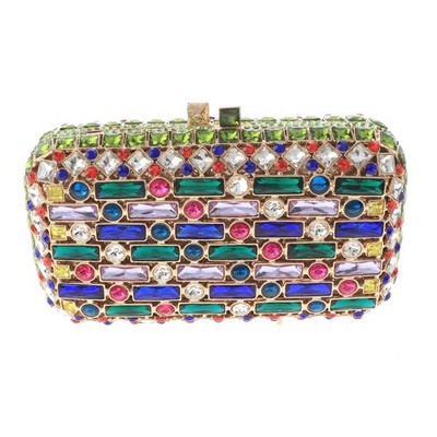 Gold Tone Alloy Metal High End Rhinestone Clutch Bag HB6281-MUL