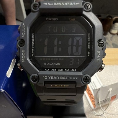 Casio AE-1600H Quartz Digital Black Dial Gray Resin Strap 10 Year Battery