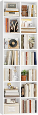 71" Tall White Bookshelf with 14 Cubes 6 Adjustable Shelves, Space Saver