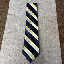 Tommy Hilfiger Repp Tie Blue Yellow Striped 100% Silk Made In USA
