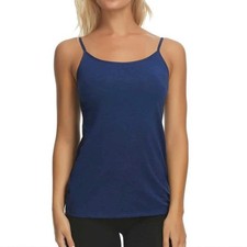 Maidenform Women's Cotton Camisole Tank Top with Shelf Bra Navy SMALL
