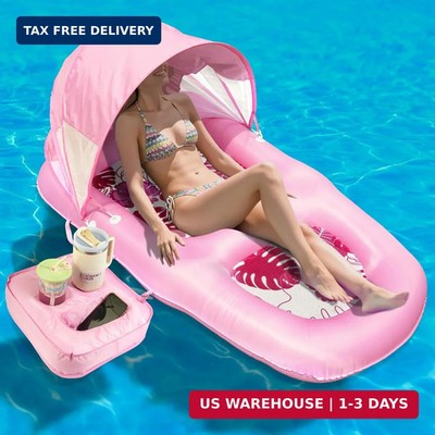 Fabric Covered Inflatable Pool Lounger Float Adult, 70''x39'' Extra Large Pool Flo
