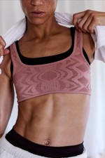 NWT FP MOVEMENT by FREE PEOPLE Double Take Layered Sports Bra XS/S PETAL/BLACK