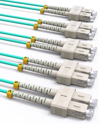 5 Pack OM3 Fiber Patch Cable SC To SC MM 10/40GB Duplex 50/125m 0.5m 1.64ft
