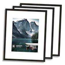 16x20 Frames Set of 3 - Display 11x14 Photo with Mat or 16 x 20 16x20 in Black