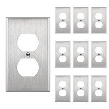 Duplex Wall Plate Stainless Steel Outlet Cover 1 Gang Smooth Brushed Finish 10 P