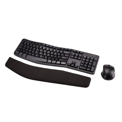 Amazon Basics Ergonomic Wireless Keyboard and Mouse Combo with Wrist Black