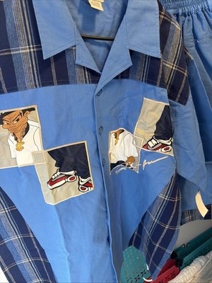 VTG Y2K Noiz Unlimited Hip Hop Character Shirt & Shorts Matching Set XL Blue