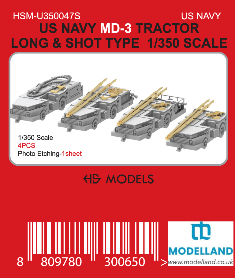 HS Model HSM-U350047S US Navy MD-3 Tow Tractor Long & Short Type 4 PCS 1/350