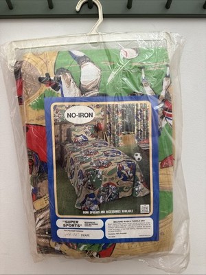 Vintage 70s Madison Industries SUPER SPORTS 48 x72  Drape USA Made New Old Stock