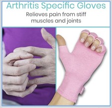 Pink Arthritis Compression Gloves Open Finger Cotton Spandex Medium
