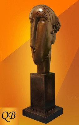 ART DECO TETE DE FEMME BRONZE FIGUR MODIGLIANI WEIBENKOPF SKULPTUR FIGUREN