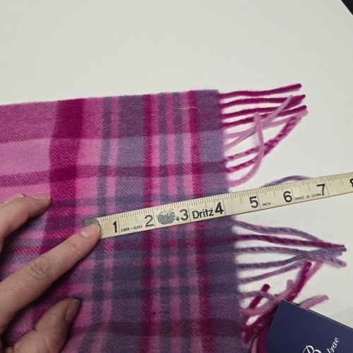 Sciarpa a quadri Ballantrae Edimburgo lana di agnello rosa grigio check nuova con etichetta unisex - Foto 8 di 8