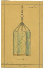 Product Photographs and Original Sketches of Art Deco-Era Lighting Fixtures 1930