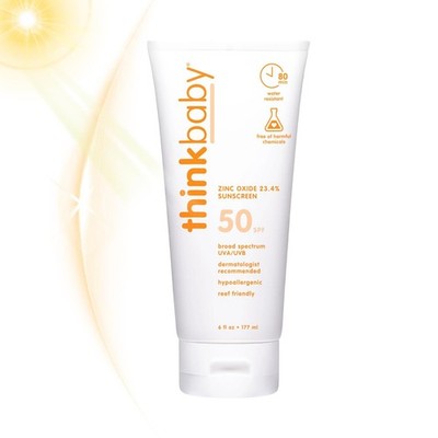 Thinkbaby SPF 50+ Baby Sunscreen,177ml Safe, Natural Mineral Sun Cream For Baby