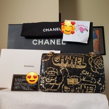 Chanel Reissue mini Rectangular Gold Black Crocodile Embossed Aged Gold Hw Bag