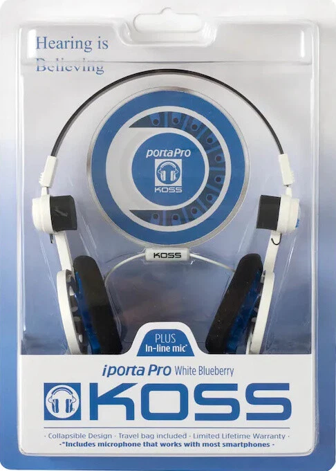 Koss iPorta Pro 2 On Ear Headphone With Microphone Porta White Blueberry SEALED