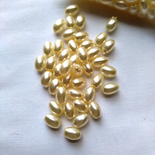 180 Count Ivory Loose Artificial Plastic Pearls 6mm x 9mm Oval Rice Beads Crafts