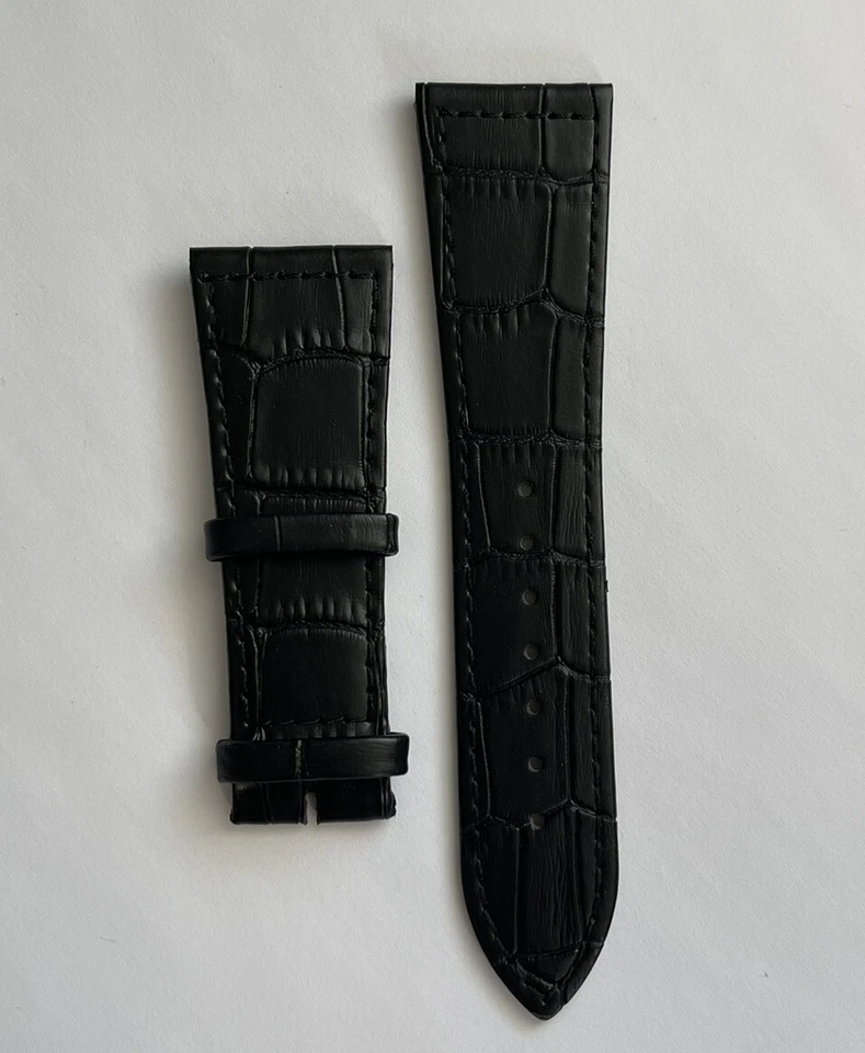 Nueva correa de cuero de cocodrilo negro genérico de 26 mm para adaptarse al reloj Franck Muller Foto 2 de 3