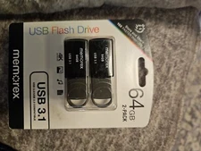 MEMOREX 64GB 2 Pack USB 3.1 USB Flash Drive - Black