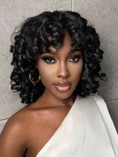 Curly Afro Wigs With Bangs Short Kinky Curly Wigs For Black Women Black Fashion