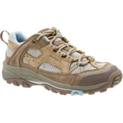 Vasque Breeze Low VST Suede Leather Vibram Hiking Shoes Tan Grey Blue 8.5