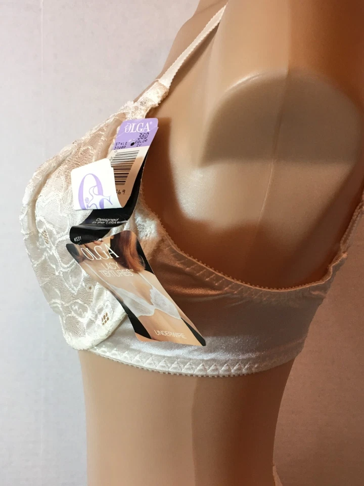 Nuevo de Colección Olga SATÉN Y ENCAJE TEXTURAS Sujetador 36D Floral Encaje Brillante Marfil 33080 Nuevo Foto 3 de 4