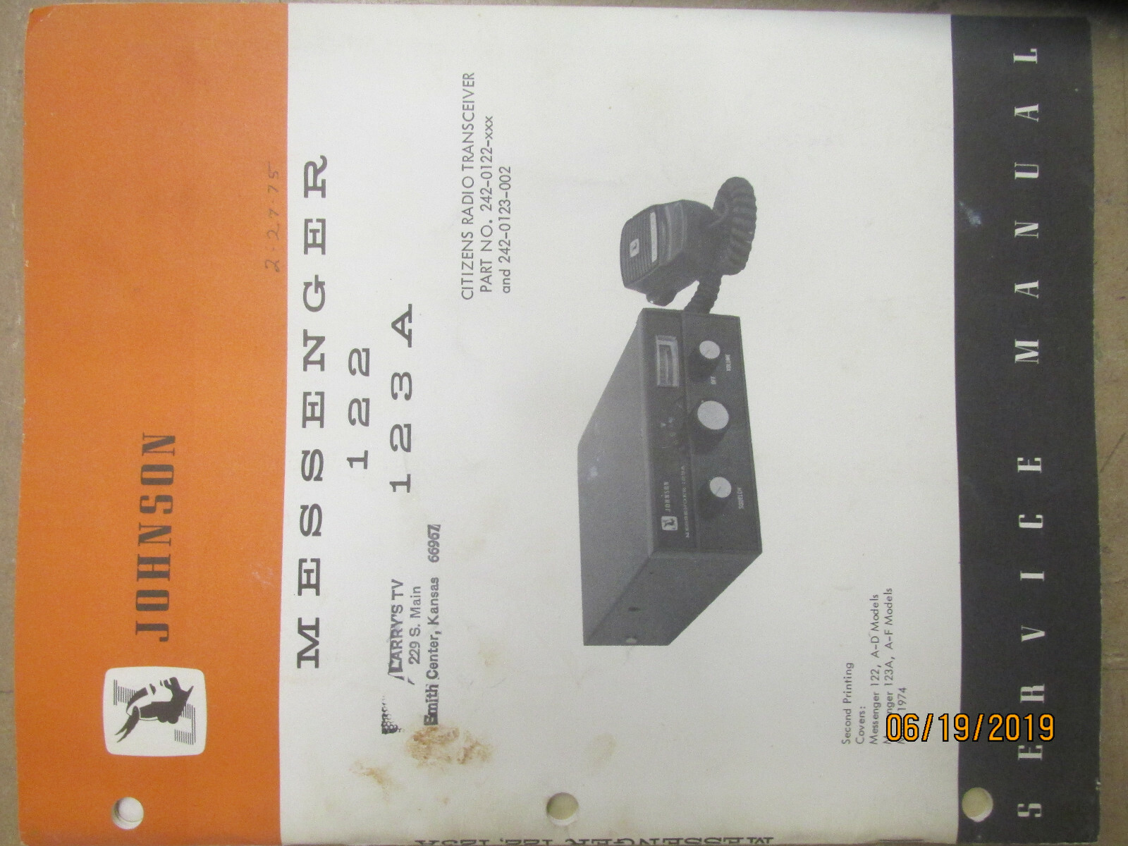 EF Johnson Messenger 122/123A CB Radio service manual eBay