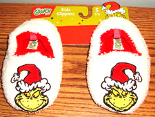NEW Dr. Seuss The Grinch Kids Full Slippers Size SMALL 5/6 Christmas NON-SKID