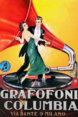 Grafofoni Columbia 1920 Vintage Milano Italy Art Wall Room Poster