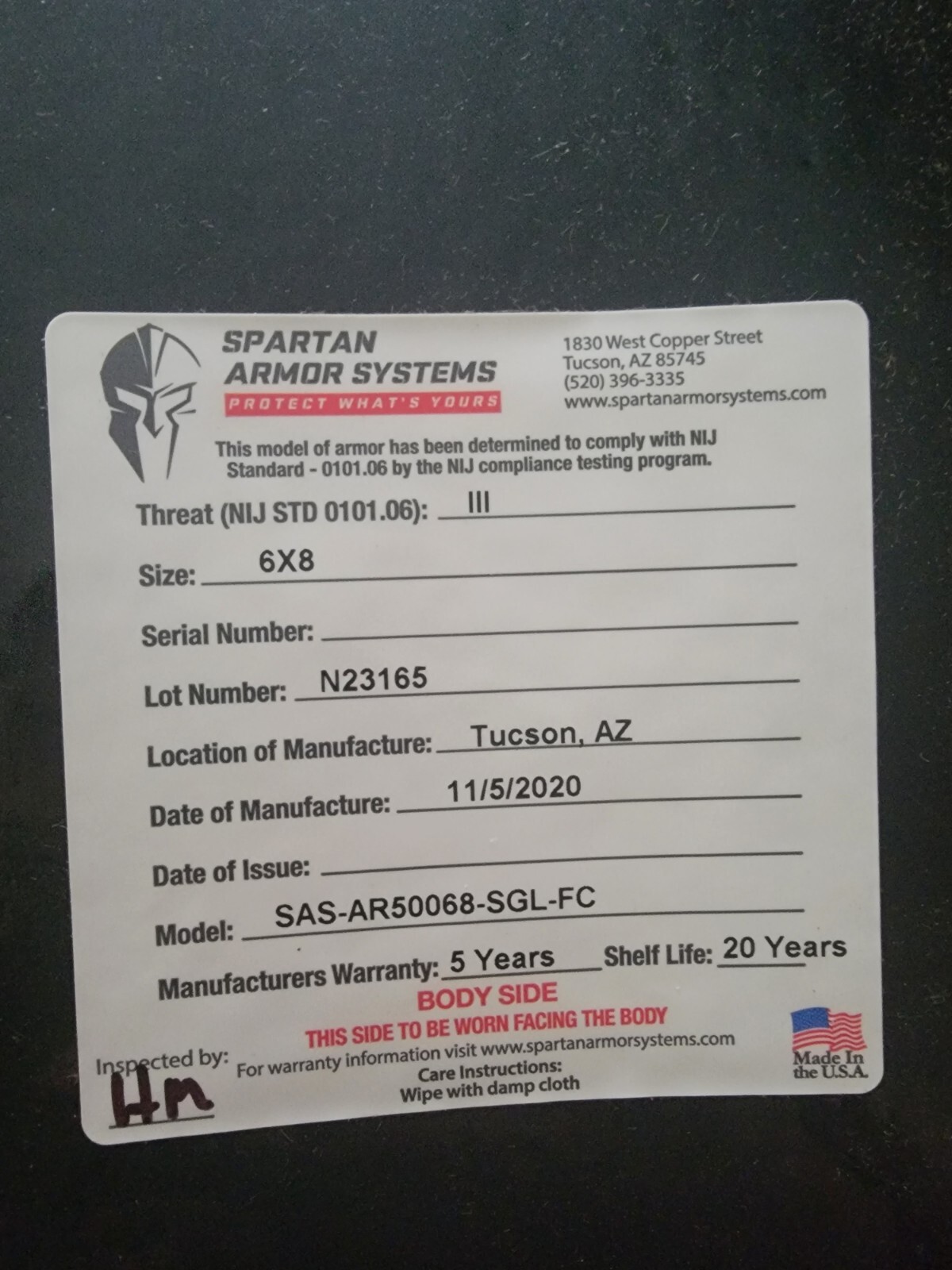 Spartan Level III AR500 Body Armor eBay