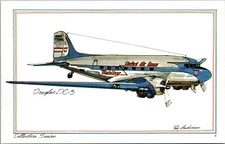 Douglas DC-3 - 1973 Aviation Postcard - Roy Anderson Art- Collectors Series