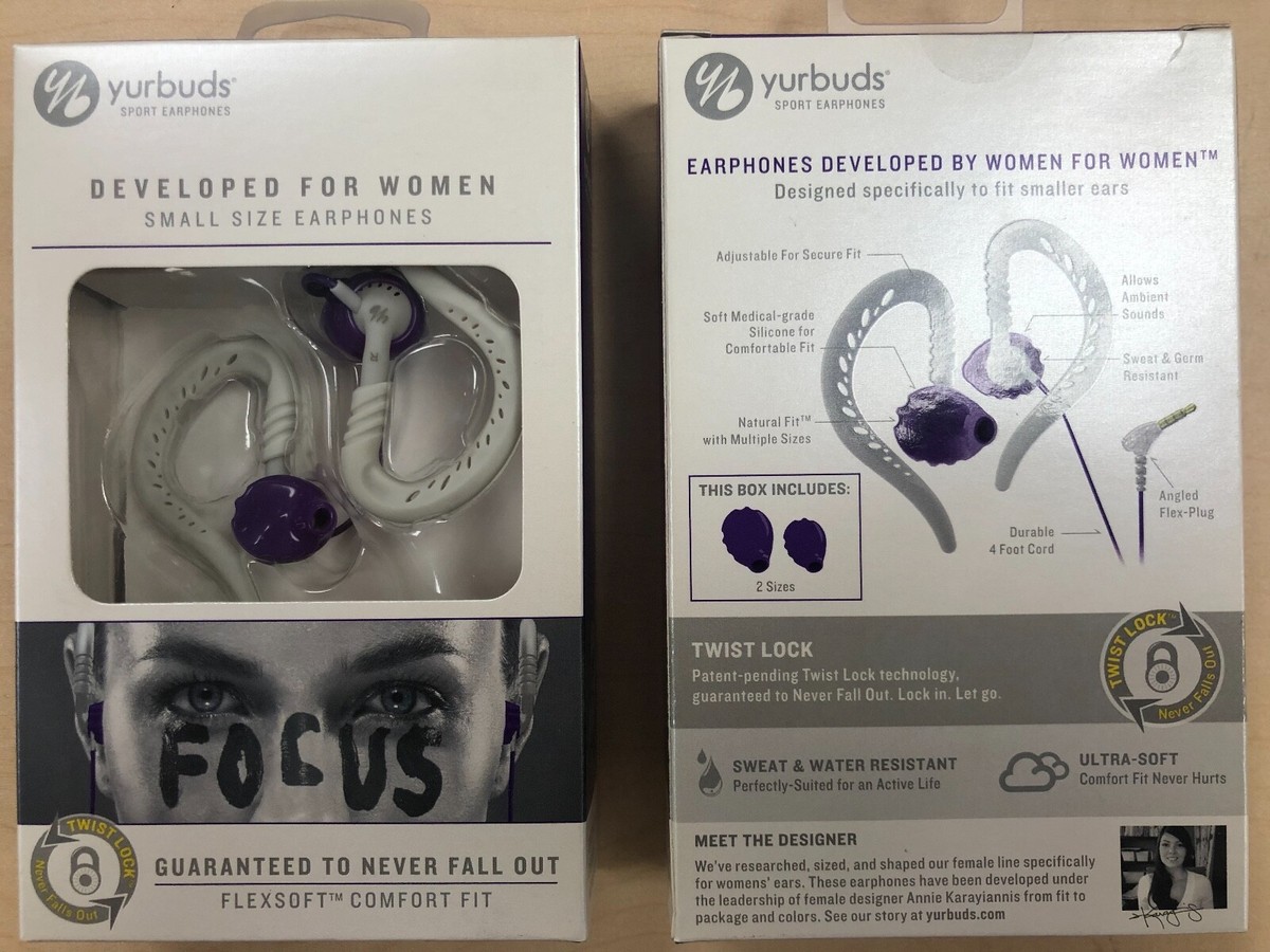 Yurbuds FOCUS FLEXSOFT Sport Earphone FOR WOMEN in PURPLE GREY