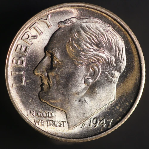 1947 S ROOSEVELT DIME BU FRESH FROM ORIGINAL ROLL -LOT 3775