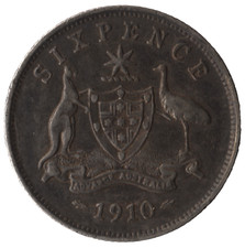 1910 Australia – Edward VII – Silver Sixpence Coin