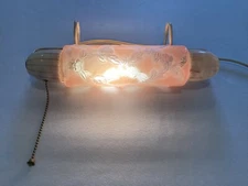 Vintage Pink Art Deco Bullet Boudoir Headboard Bed Lamp Pink Glass & Bakelite 🍒