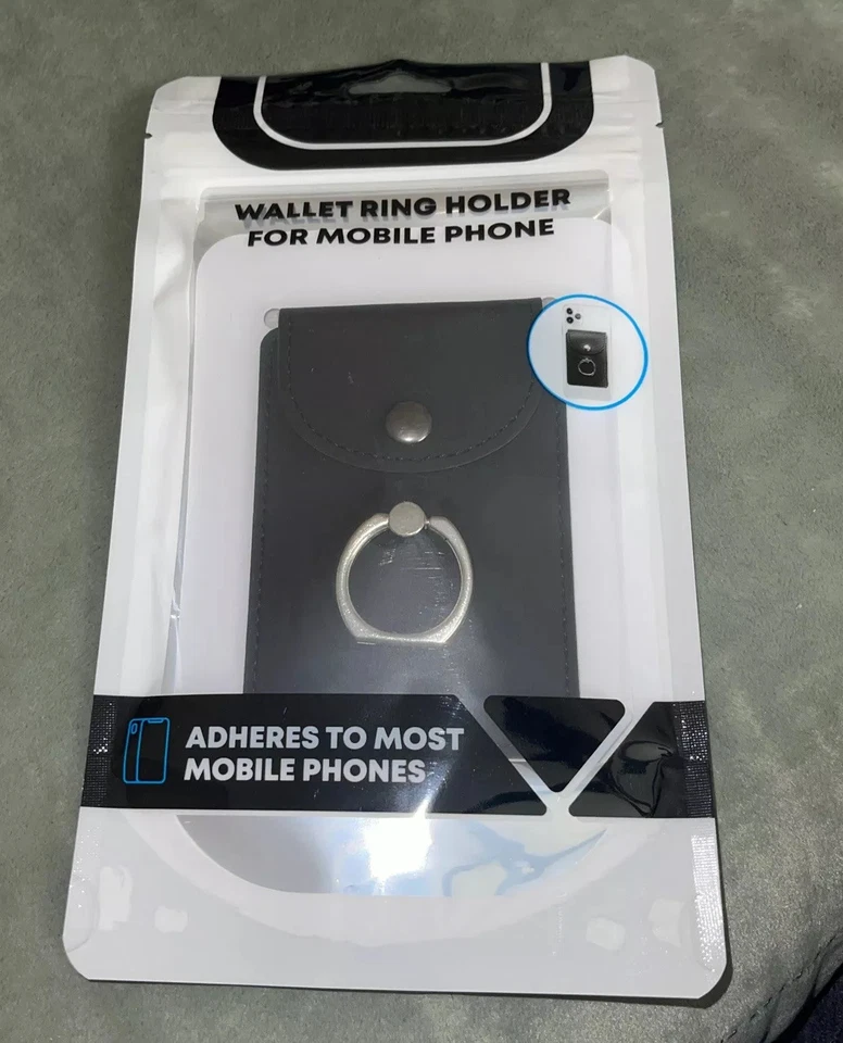 Cartera Bolsillo Ranura para Tarjetas Soporte para Anillo para Teléfono Celular Móvil Cuero PU Foto 3 de 4