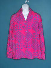 Vtg 60s 70s Keone Sportswear Flower Power Hawaiian Shirt PInk Purple Sz L