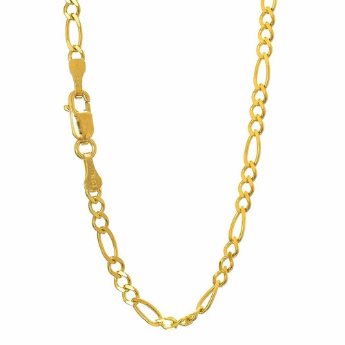Solid Gold Figaro Chain Necklace, 3.7 