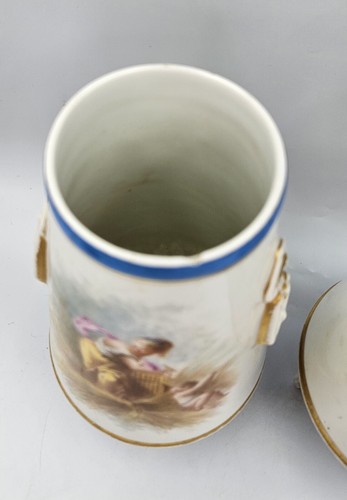Pair Sevres Style Hand Painted Watteau Decoration Children Cherubs Vases READ - Picture 9 of 19