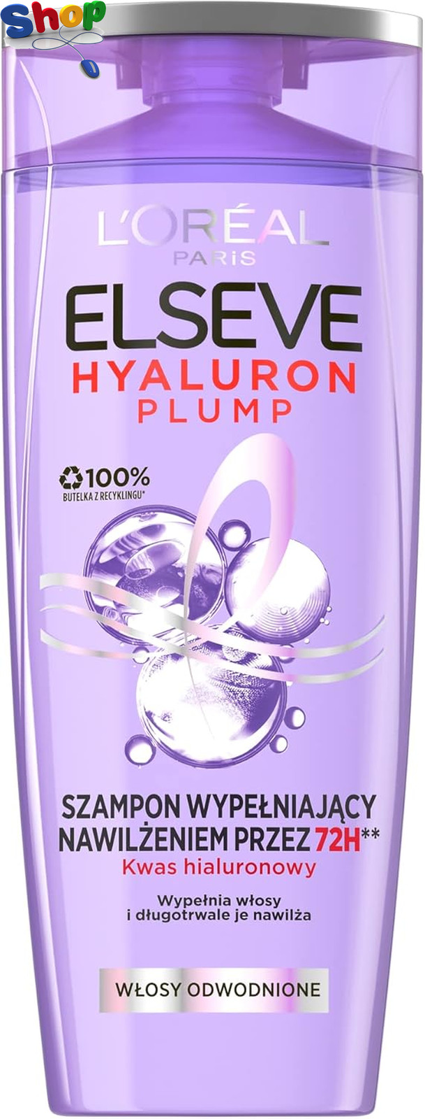 Elvital Hydra Hyaluronic Moisturising Shampoo for Shiny Hair, Hyaluronic Shampoo