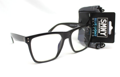 SMNY Steve Madden Square Black Blue Light Blocking Glasses with Case 44650SMN001
