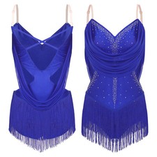 Women Costume Party Dress Ballroom Bodysuit Latin Leotard Salsa Dancewear Mini