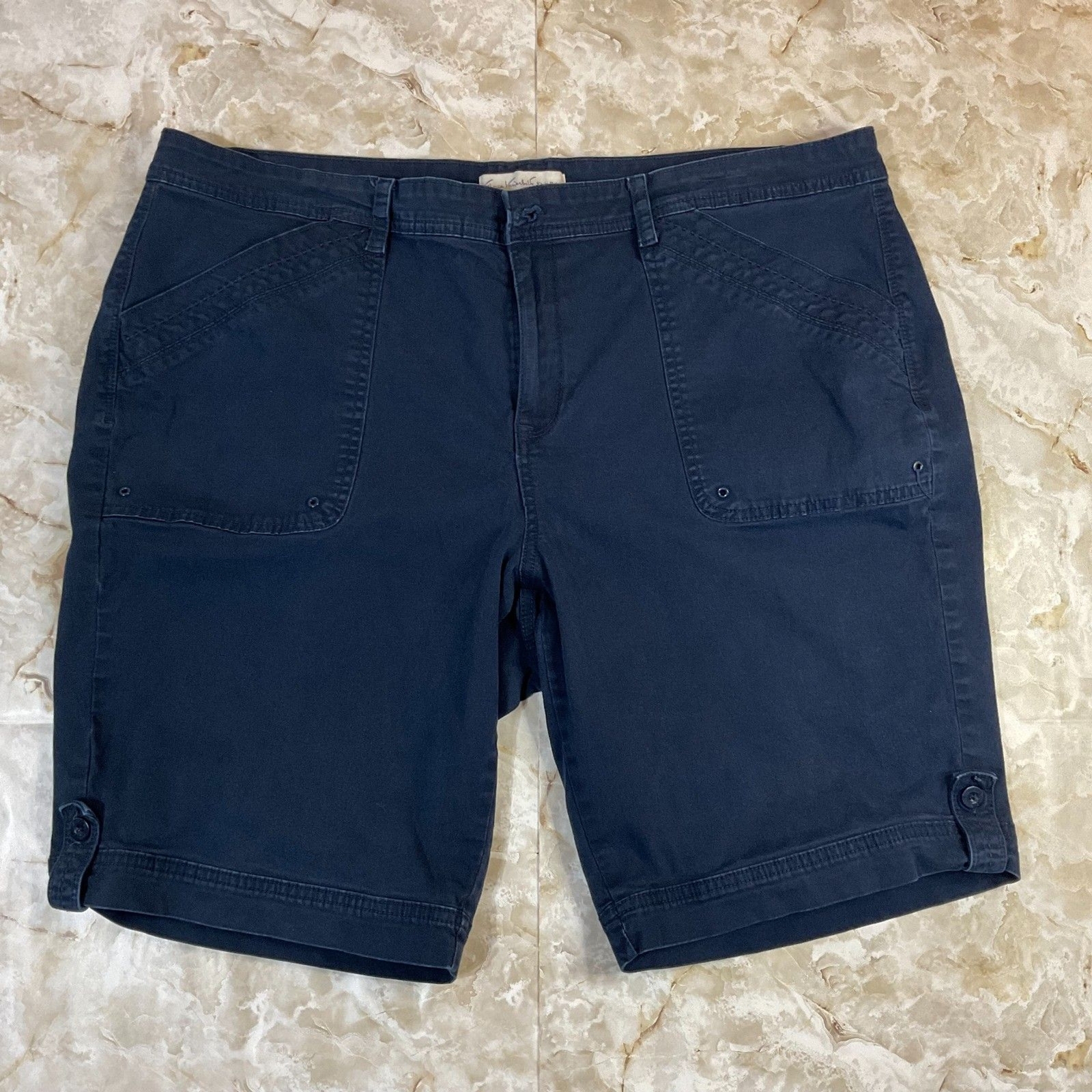 Gloria Vanderbilt Navy Blue Women's Shorts Size Utility Flap