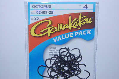 Gamakatsu Octopus Hooks - Size 4, 25-Pack (Value Pack, Model 02108-25)