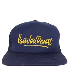 Vtg Painted Desert Cap Spell Out Script Logo Mesh Snap Back Trucker Baseball Hat