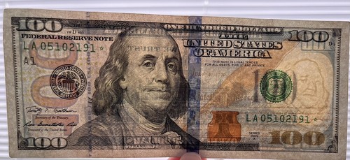 2009 A $100 Dollar Bill STAR Note (Circulated) LA 05102191* Misalign Print Error - Picture 7 of 7