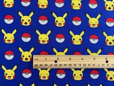 Pokemon Pikachu in Blue Fat Quarter Cotton Fabric Great for Masks, etc.