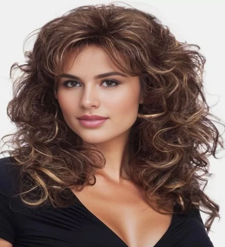 女士的时尚长卷发棕色长发散波合成假发 - 第 1 张/共 3 张