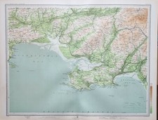 1903 ANTIQUE MAP ENGLAND & WALES CARMARTHEN SWANSEA MUMBLES NEATH OXWICH 